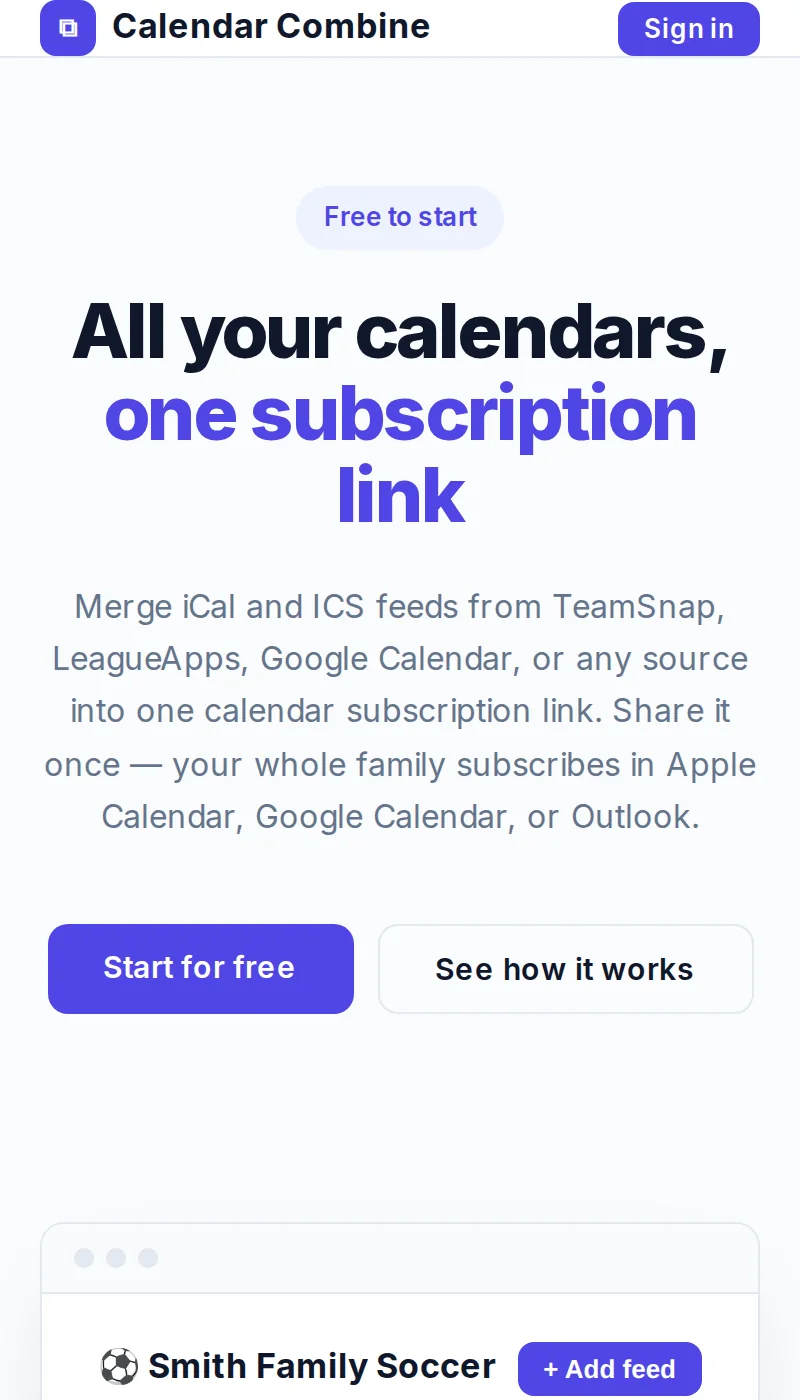 Calendar Combine — mobile screenshot
